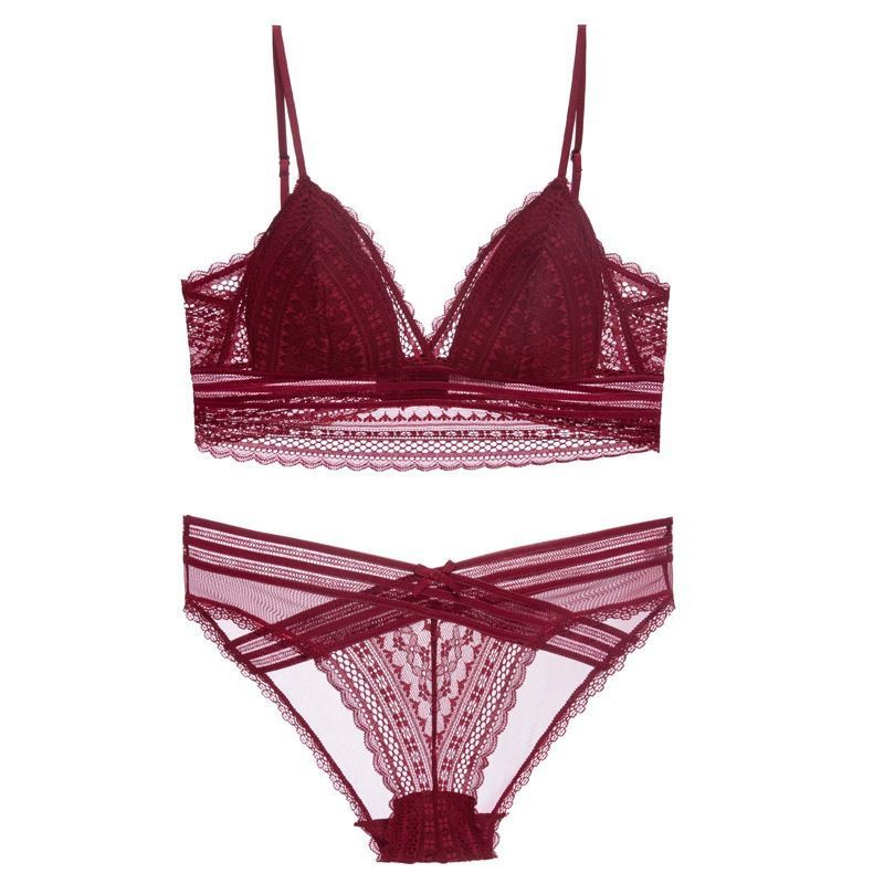 【單件/套裝】蕾絲聚攏無鋼圈內衣+內褲套裝-HaloBless