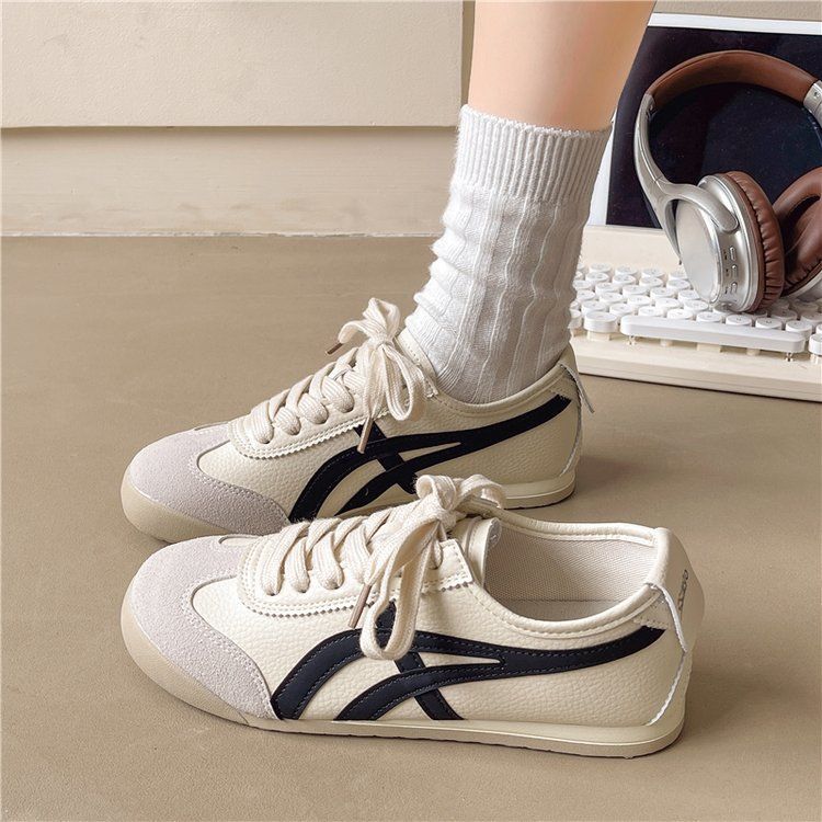 透氣復古休閒百搭拼色板鞋運動德訓鞋阿甘鞋-HaloBless