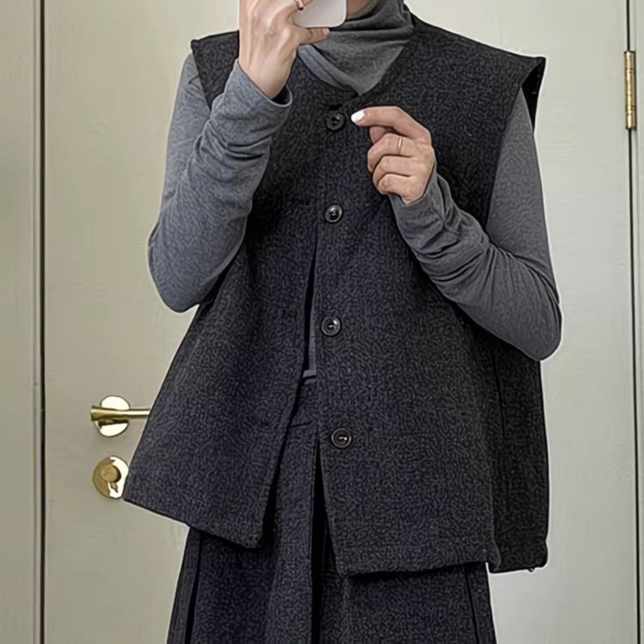 【單件/套裝】簡約時尚高級大碼胖MM上衣馬甲+闊腿褲三件套裝