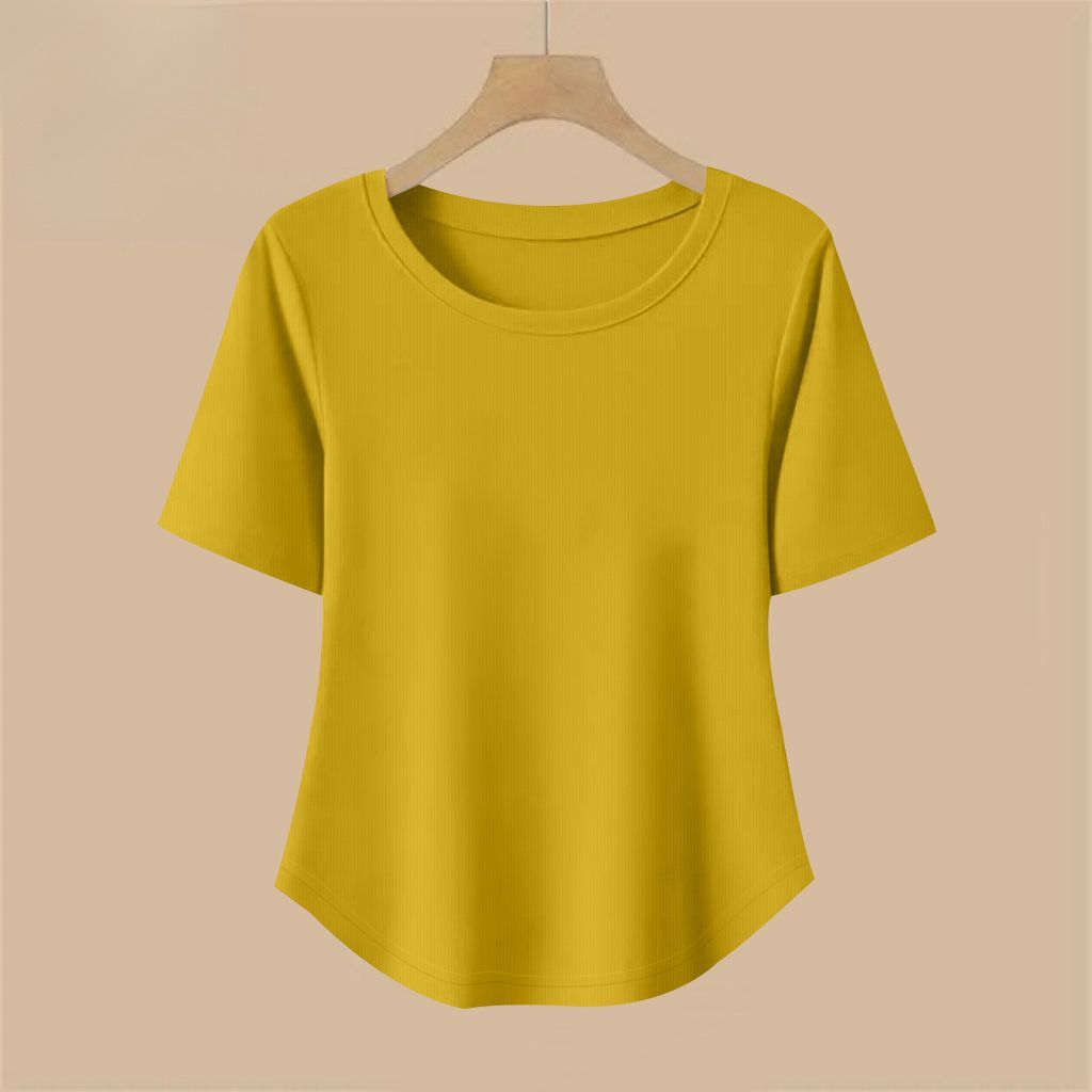 6色休閒正肩顯瘦百搭經典圓領短袖-HaloBless