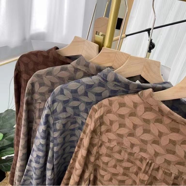 韓系純棉長袖翻領印花減齡襯衫-HaloBless