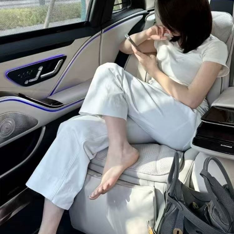 時尚百搭顯瘦九分高腰直筒闊腿褲