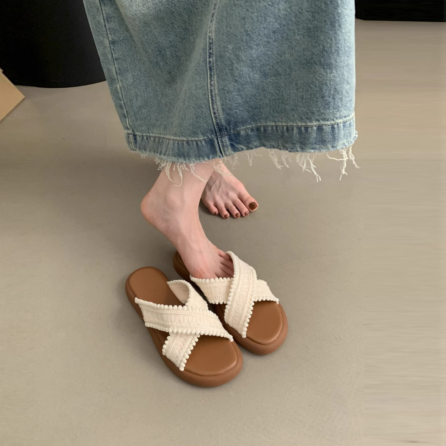 波西米亞風甜美氣質度假風厚底沙灘鞋拖鞋-HaloBless