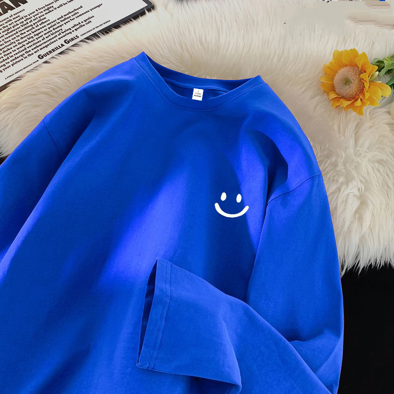 純棉男女同款百搭寬鬆原宿風ins長袖t恤-HaloBless