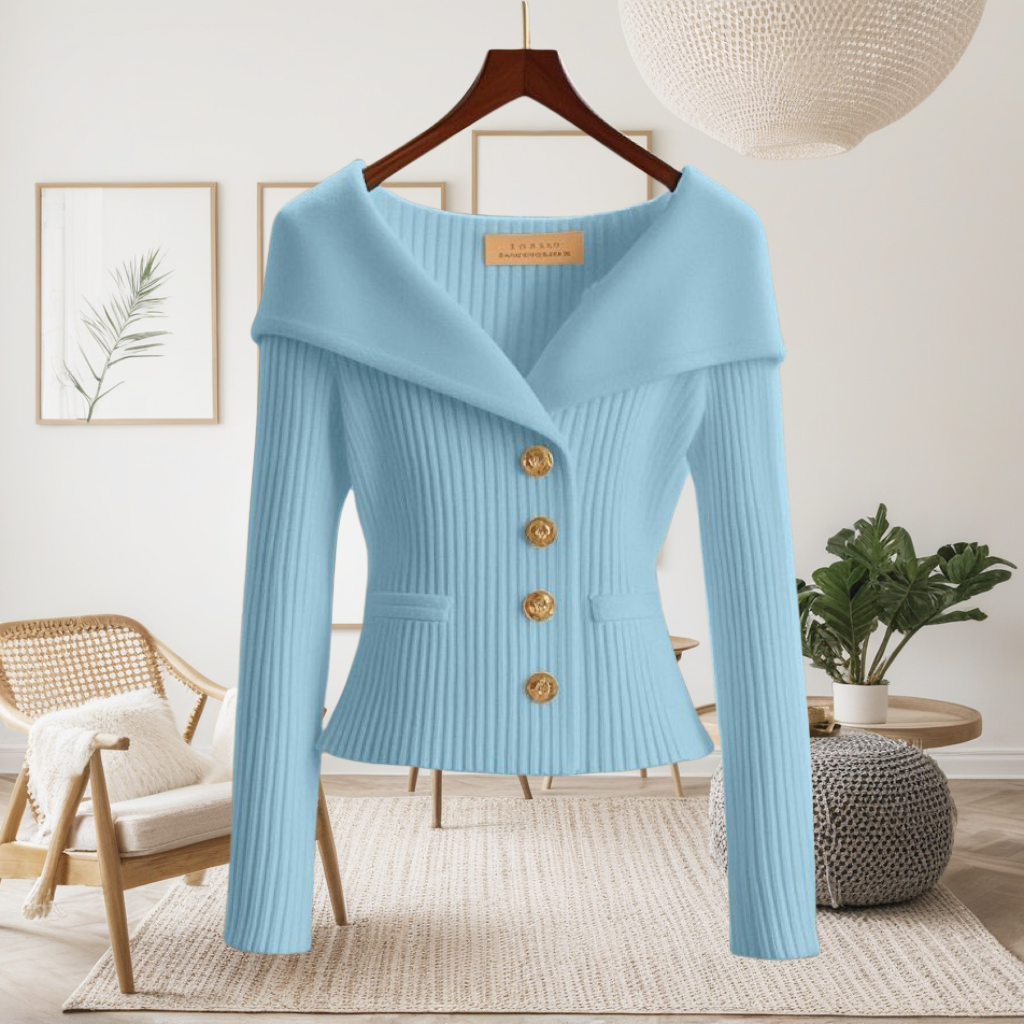 氣質優雅微喇高級感收腰顯瘦小香風針織毛衣