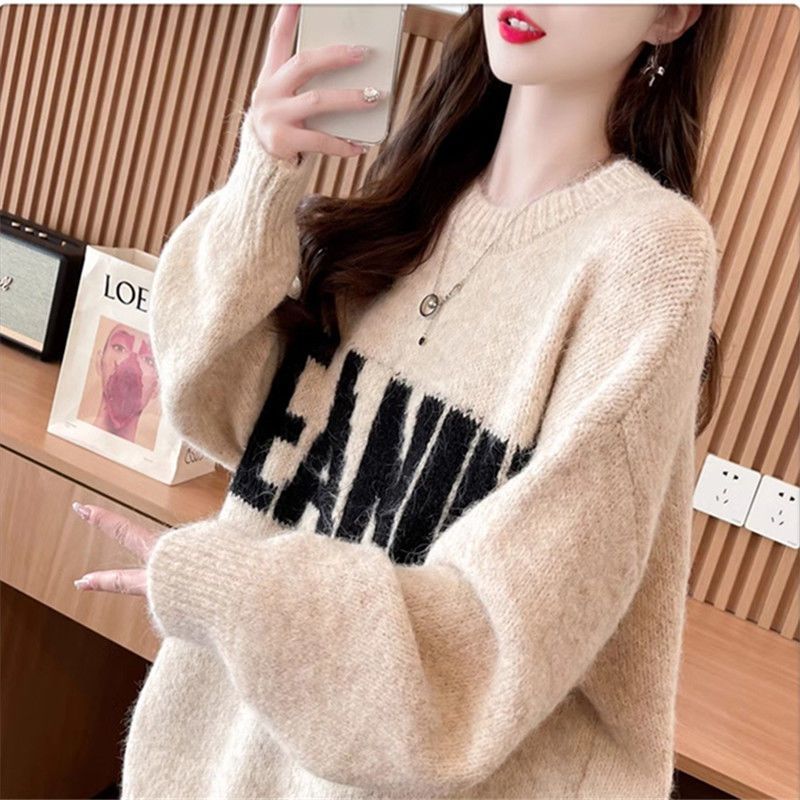 慵懶風寬鬆洋氣中長版針織毛衣