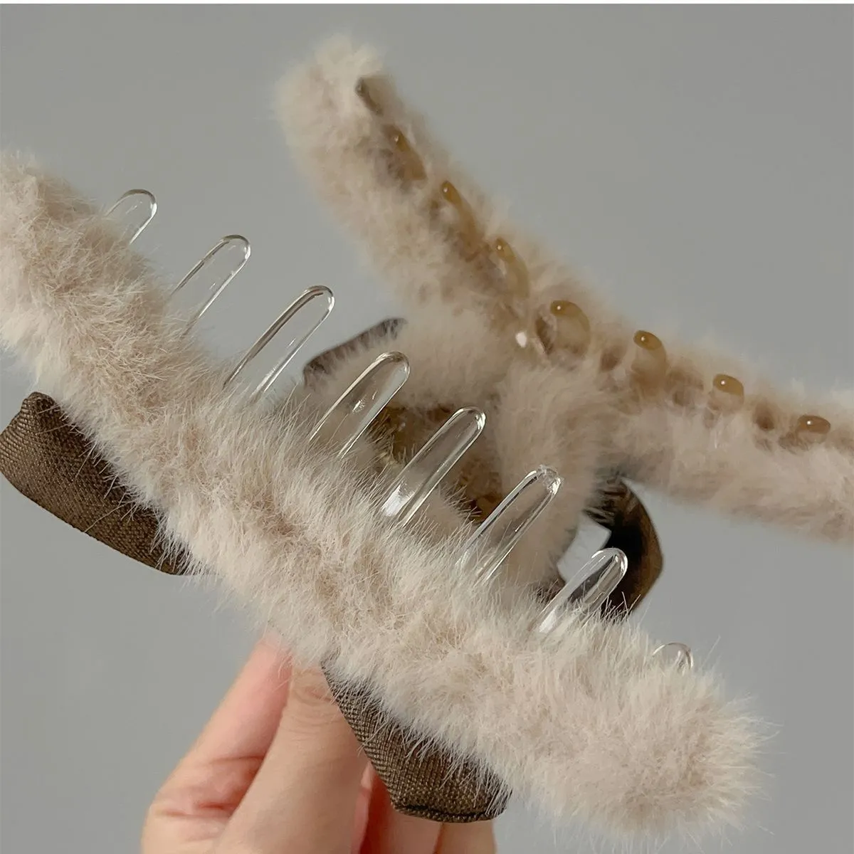 蝴蝶結毛絨髮夾大號鯊魚夾後腦勺盤髮抓夾