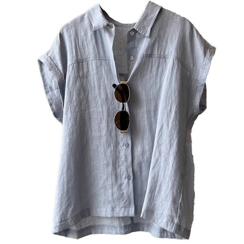 時尚高級感休閒通勤小飛袖無袖襯衫