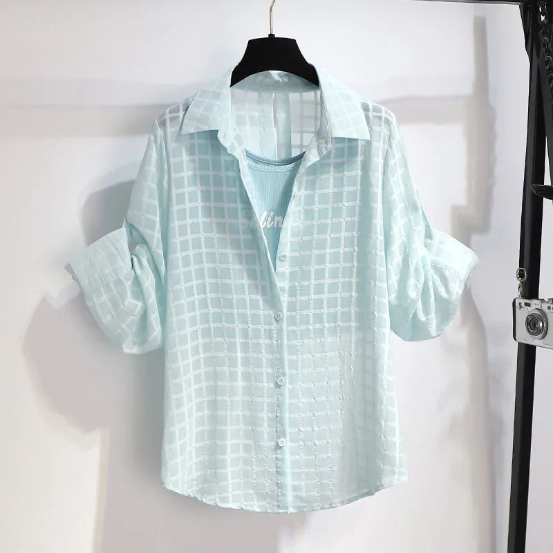 【單件/套裝】雪紡襯衫內搭吊帶牛仔短褲三件套裝-HaloBless