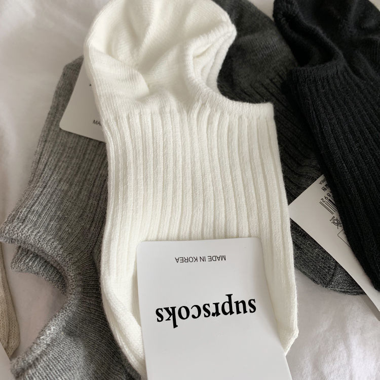 日系簡約百搭純色復古舒適短襪船襪