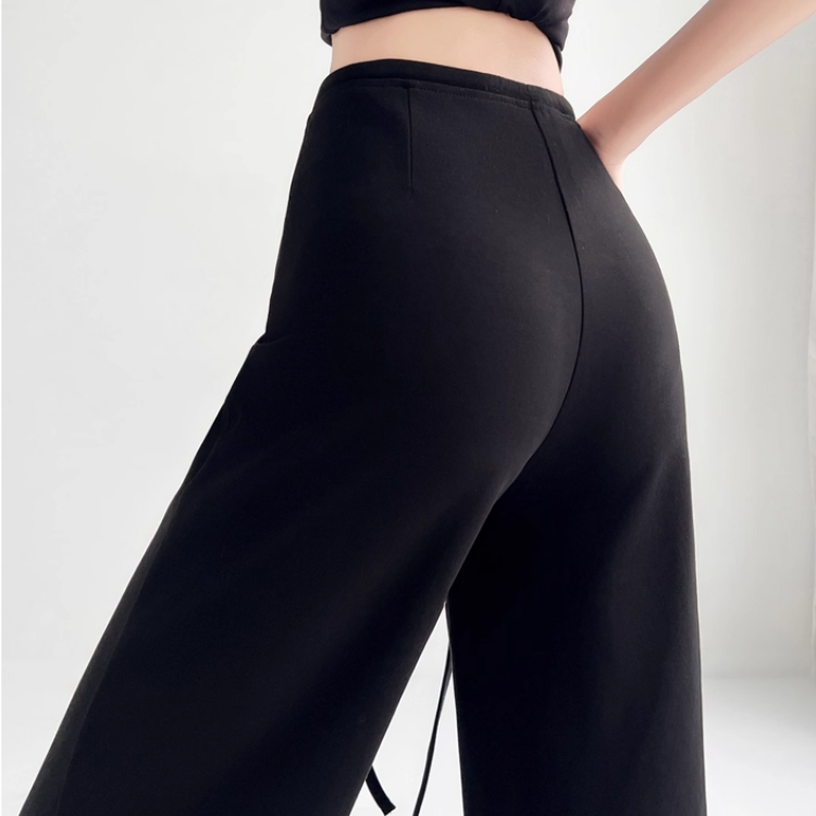 美式微喇高腰顯瘦垂感休閑衛褲慵懶闊腿褲-HaloBless