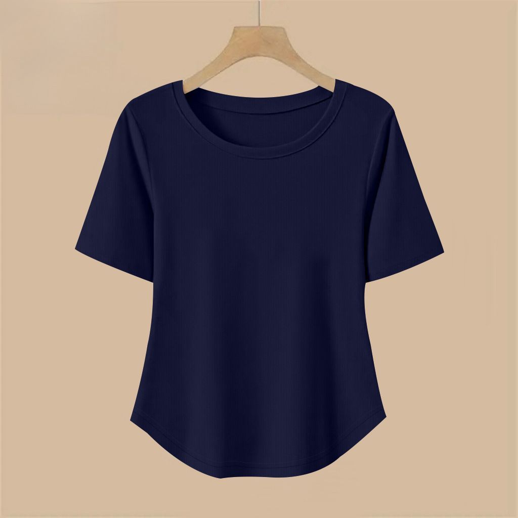 6色休閒正肩顯瘦百搭經典圓領短袖-HaloBless