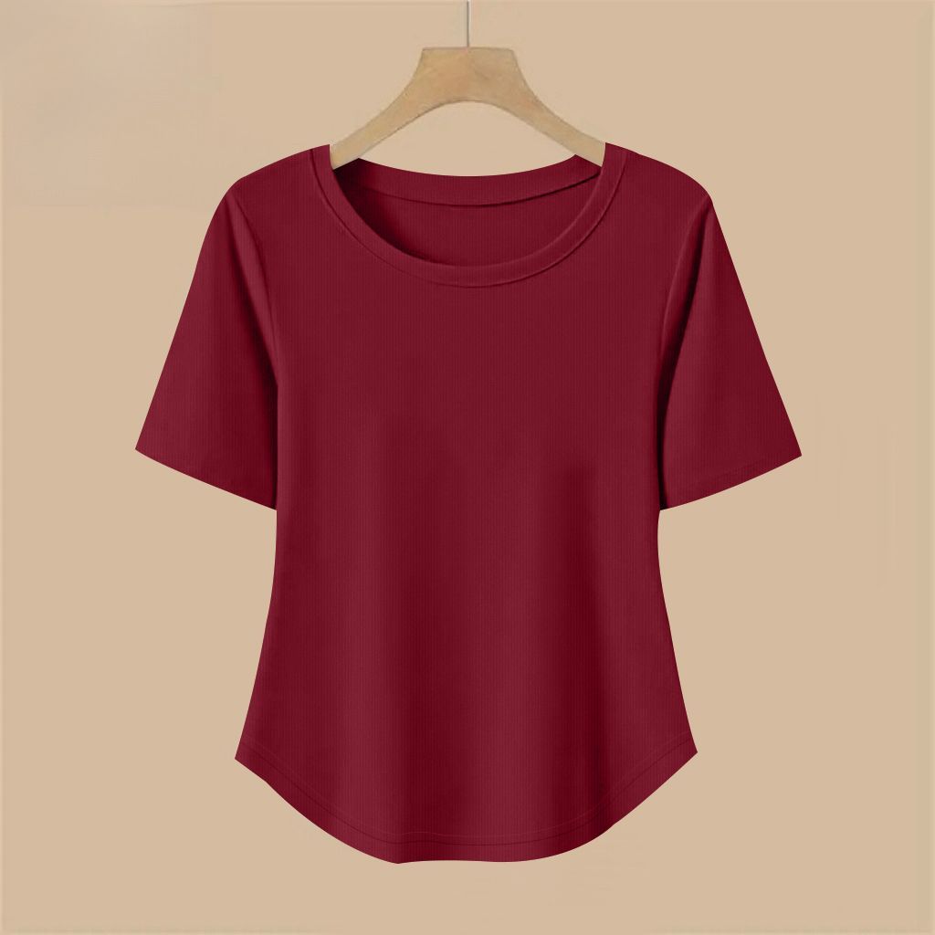 6色休閒正肩顯瘦百搭經典圓領短袖-HaloBless