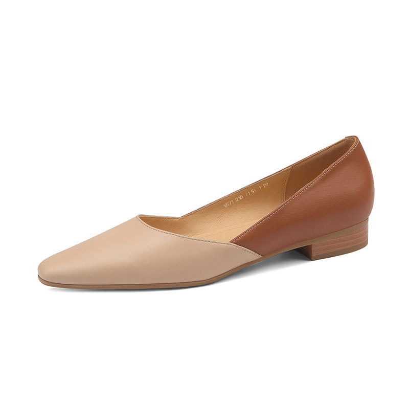 極簡拼接撞色通勤淺口單鞋