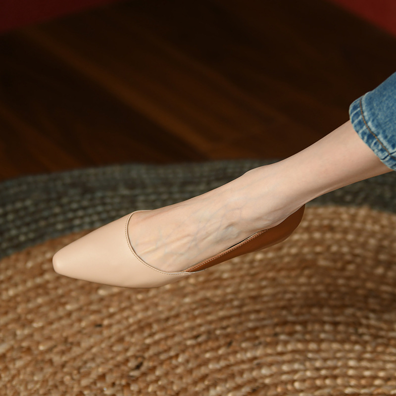 極簡拼接撞色通勤淺口單鞋