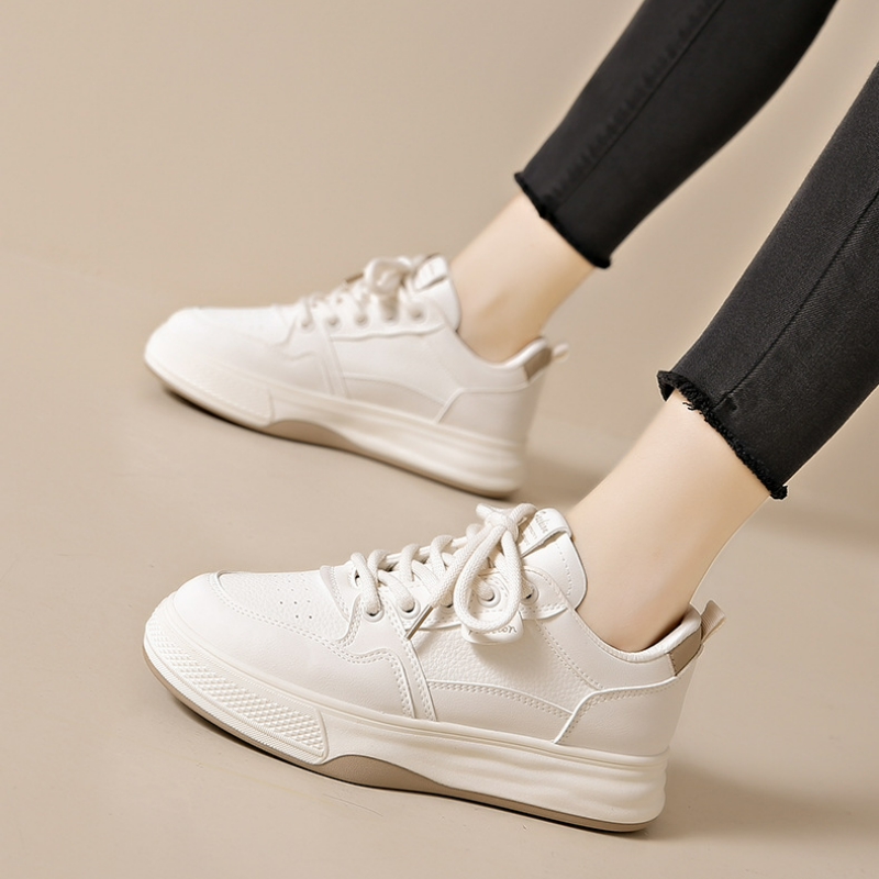 透氣百搭韓版厚底運動休閒板鞋小白鞋-HaloBless