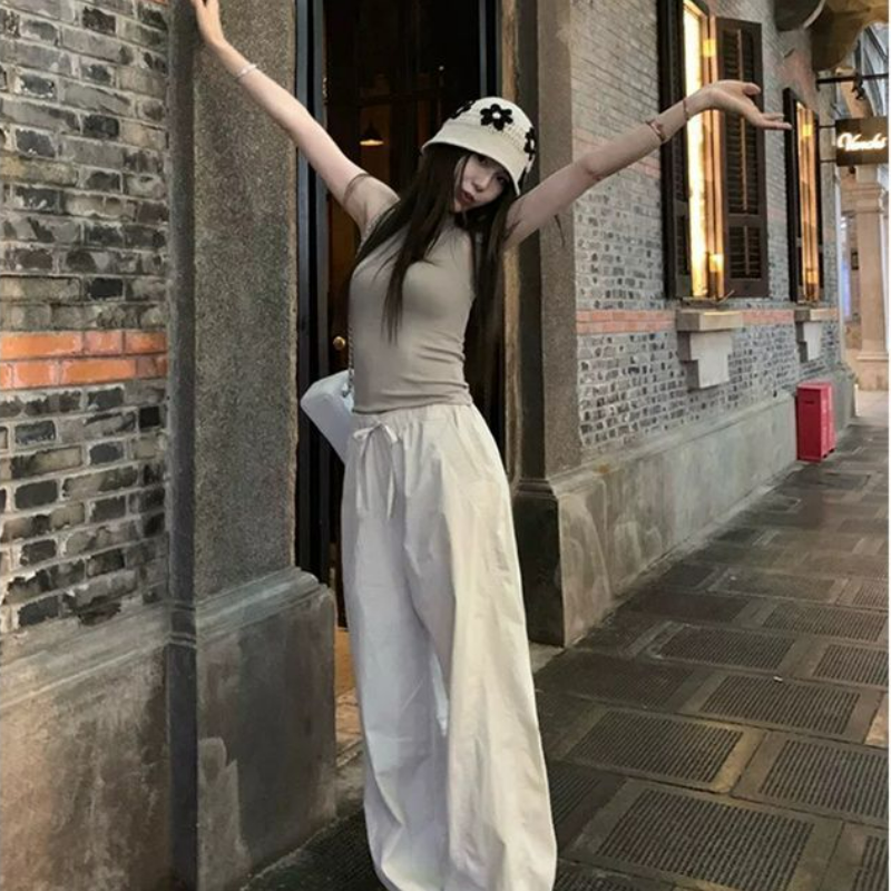 【單件/套裝】美式復古流行時尚背心+工裝休閑褲兩件套