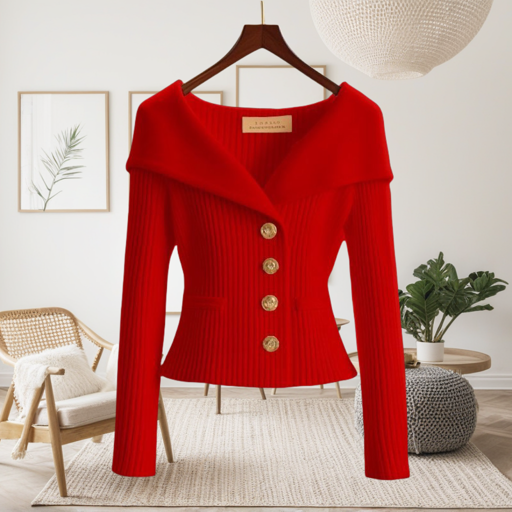 氣質優雅微喇高級感收腰顯瘦小香風針織毛衣