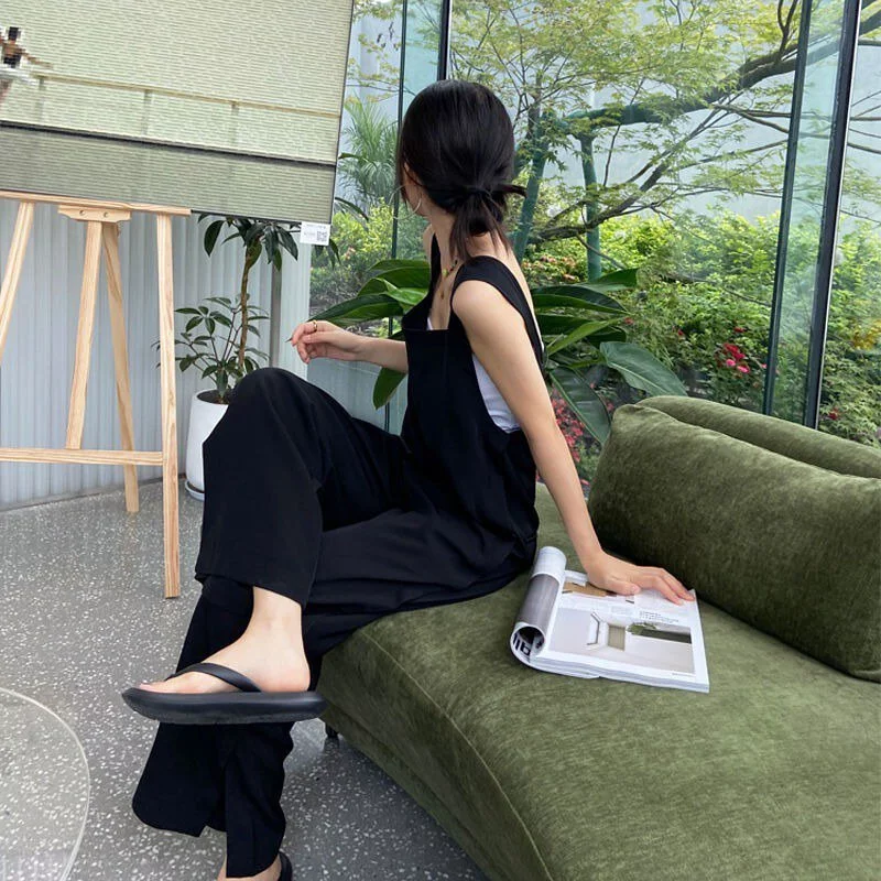 【單品/套裝】氣質減齡背心方領背帶連身褲兩件套裝-HaloBless