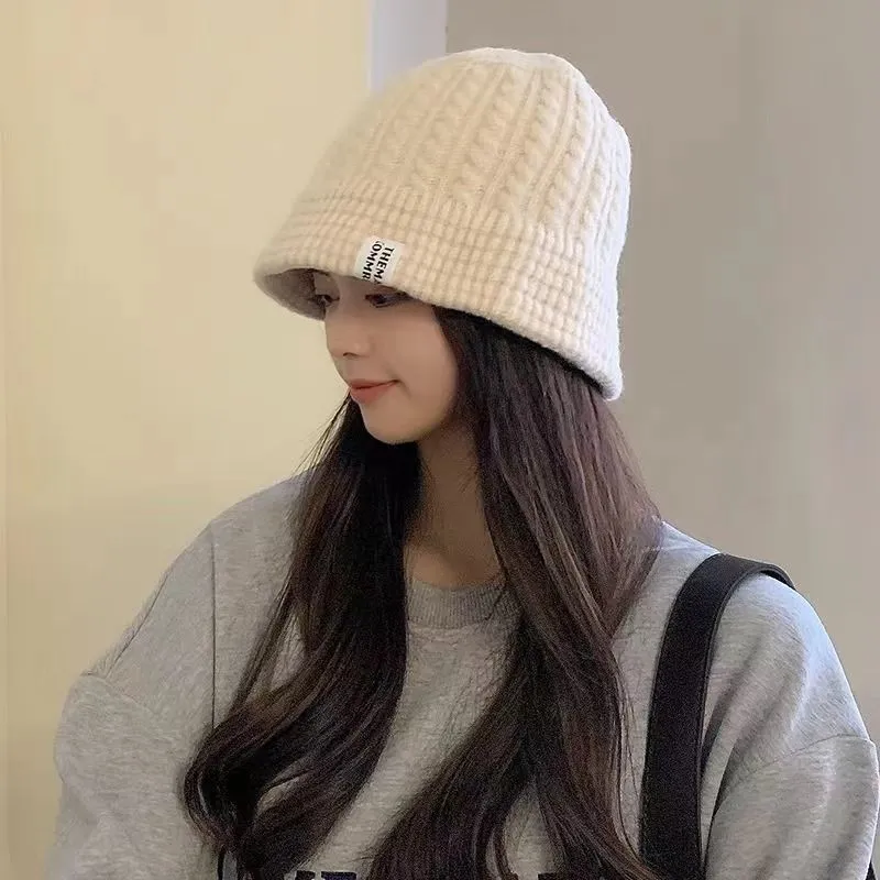 韓版俏皮毛線帽加厚保暖盆帽百搭針織漁夫帽
