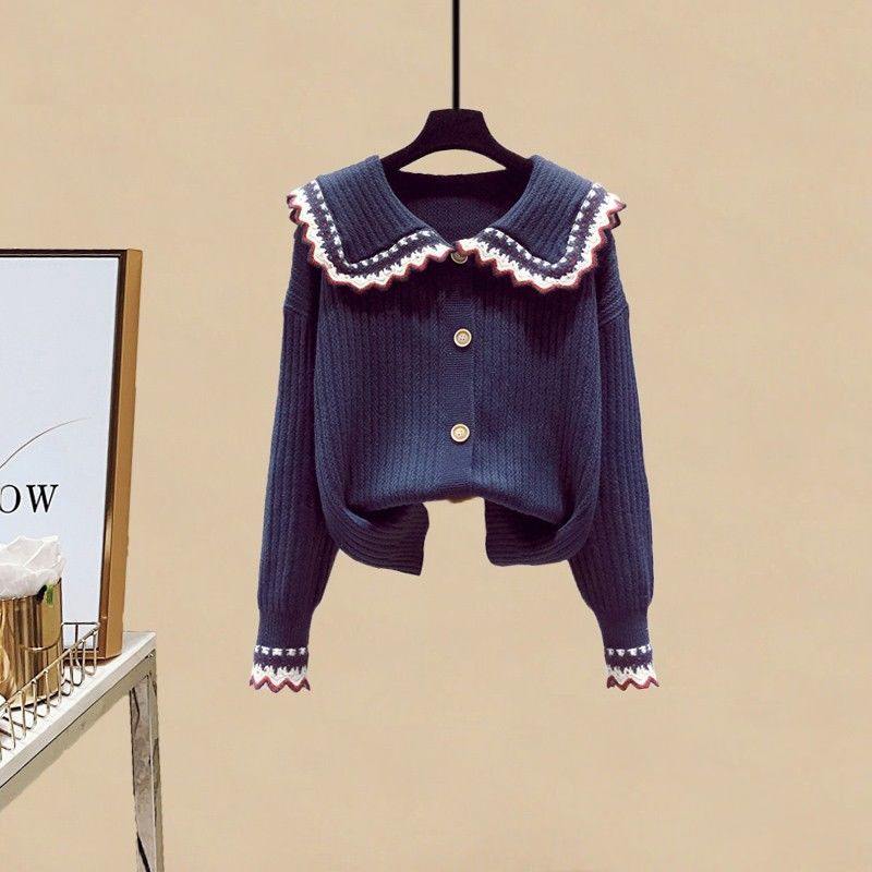 【單件/套裝】慵懶風設計感針織開衫+顯瘦半身裙兩件套