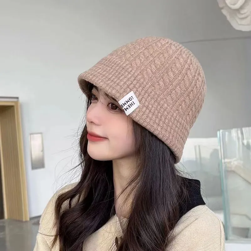 韓版俏皮毛線帽加厚保暖盆帽百搭針織漁夫帽