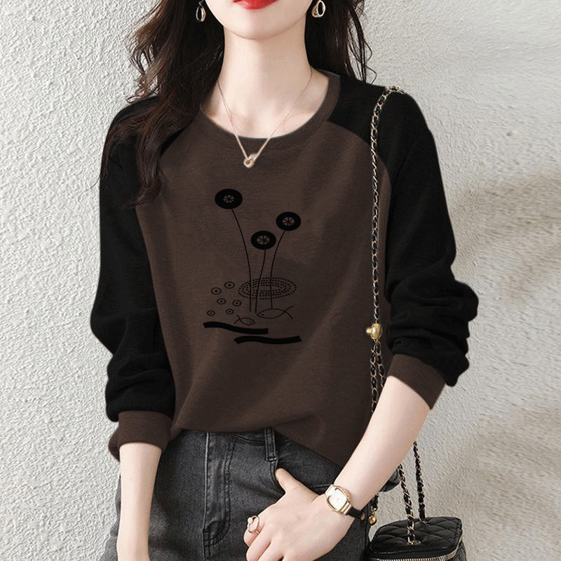 純棉韓版寬鬆顯瘦套頭外穿拼接衛衣長袖-HaloBless