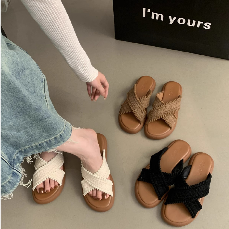 波西米亞風甜美氣質度假風厚底沙灘鞋拖鞋-HaloBless