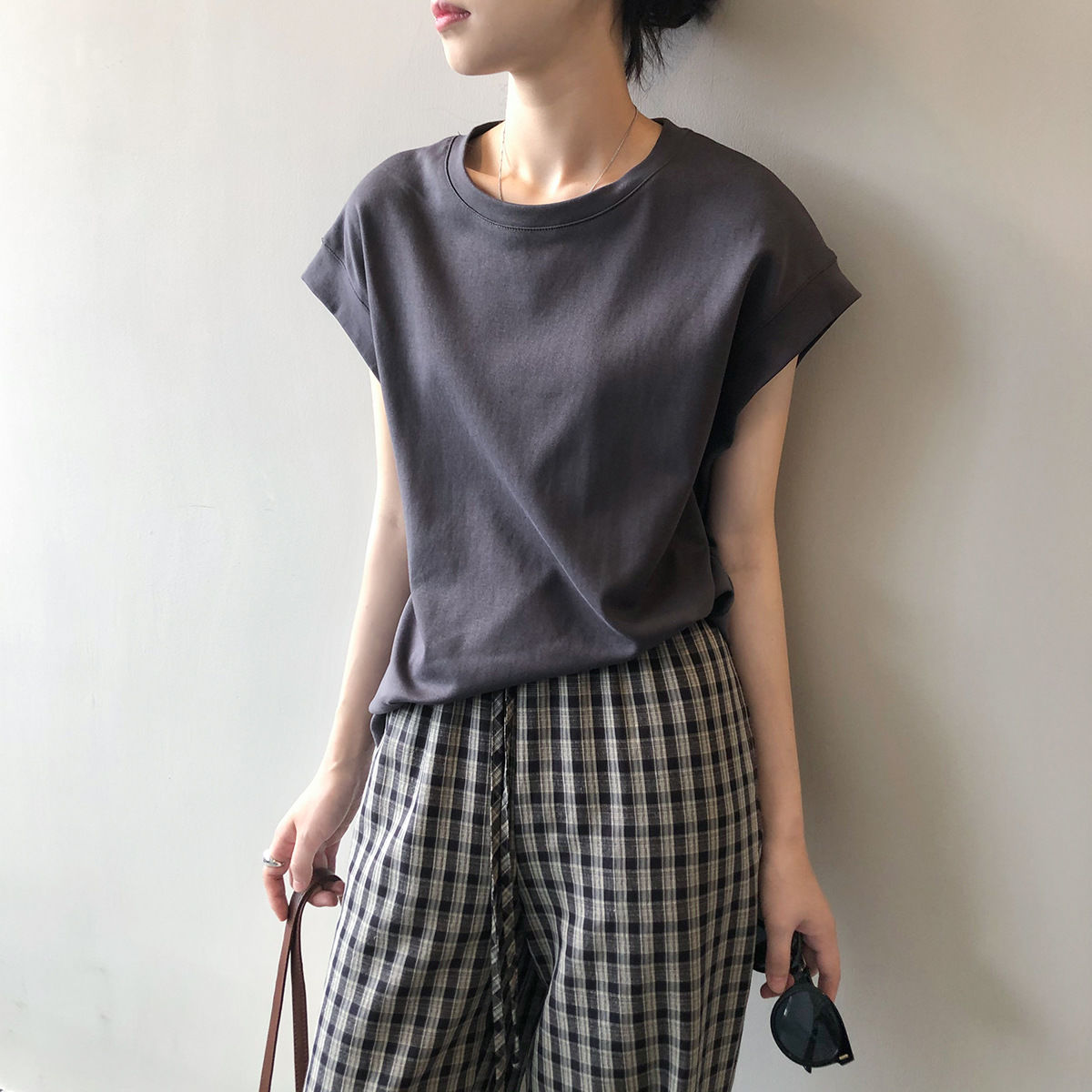 純棉落肩袖高級感寬鬆減齡洋氣短袖t恤-HaloBless