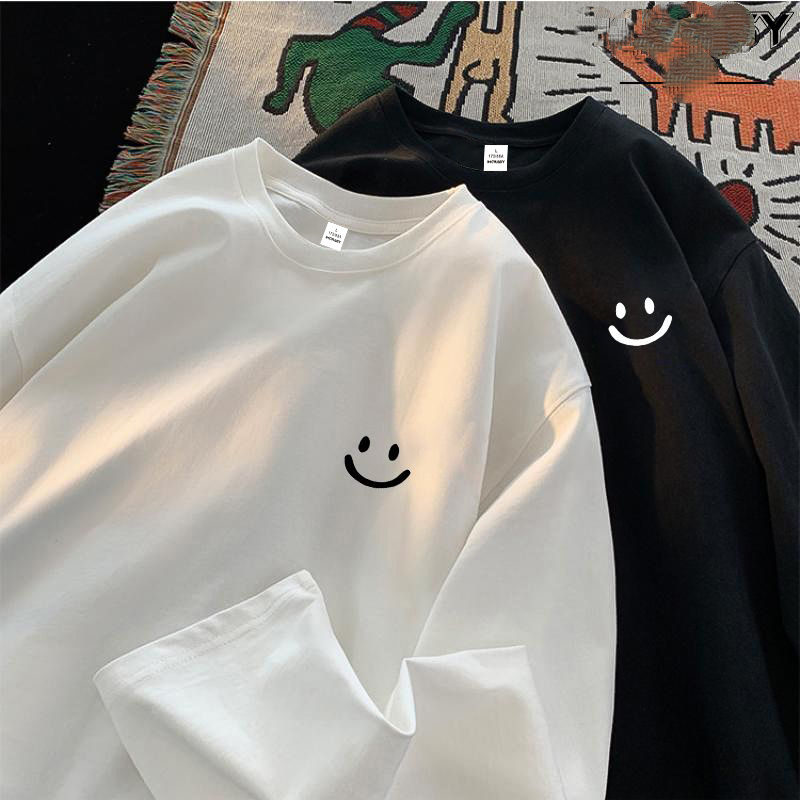 純棉男女同款百搭寬鬆原宿風ins長袖t恤-HaloBless