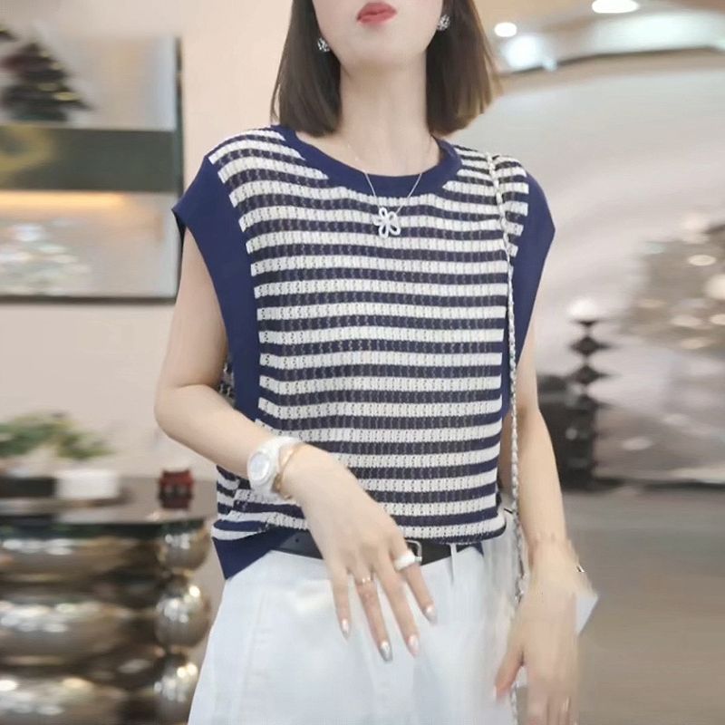 【單件/套裝】寬松顯瘦減齡無袖針織衫+闊腿休閑褲兩件套