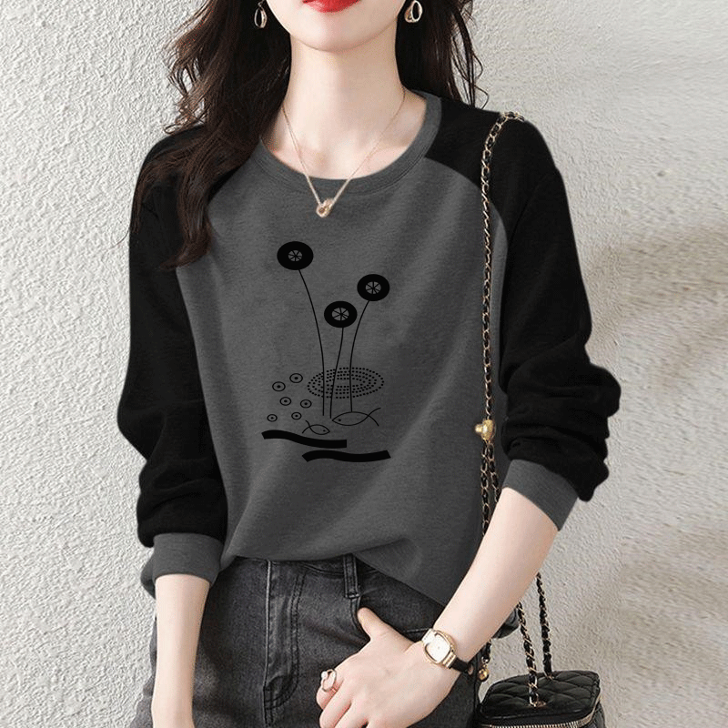 純棉韓版寬鬆顯瘦套頭外穿拼接衛衣長袖-HaloBless