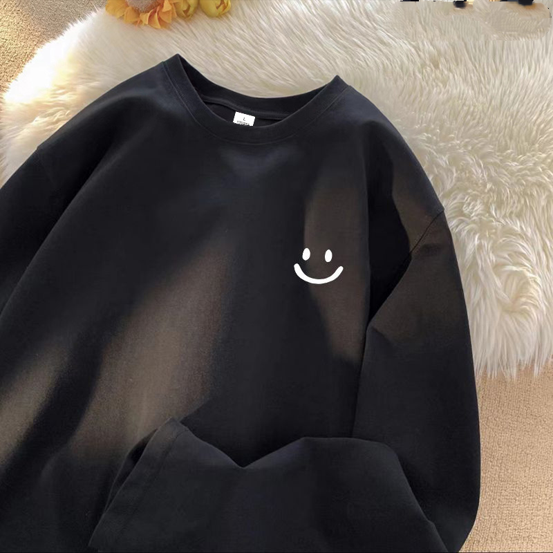 純棉男女同款百搭寬鬆原宿風ins長袖t恤-HaloBless