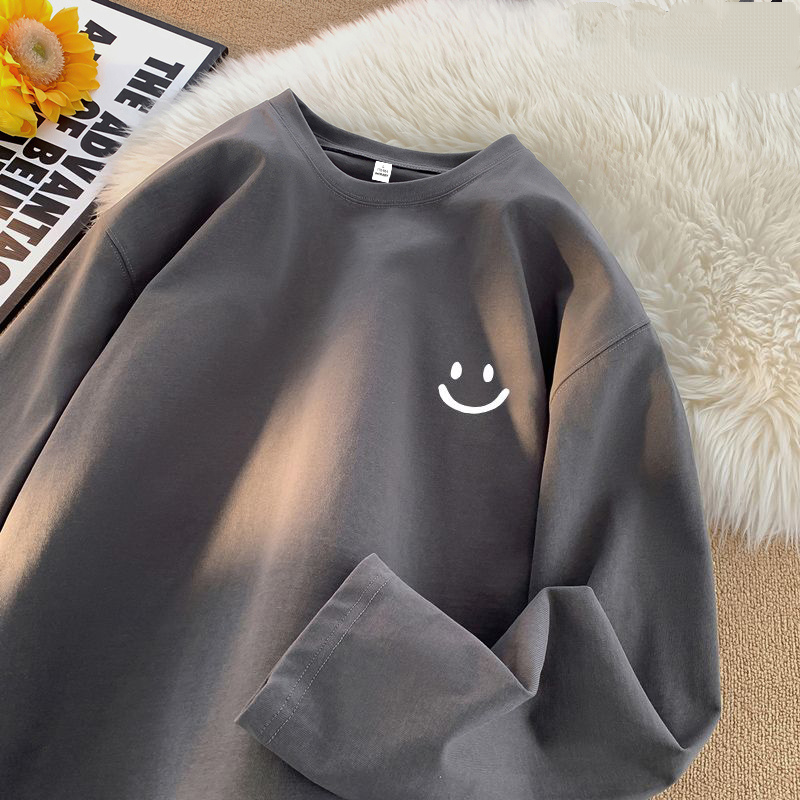 純棉男女同款百搭寬鬆原宿風ins長袖t恤-HaloBless