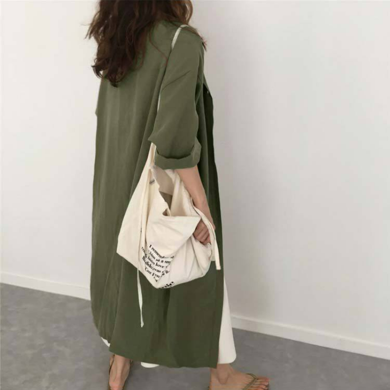 韓國chic寬鬆系帶收腰襯衫風衣外套-HaloBless