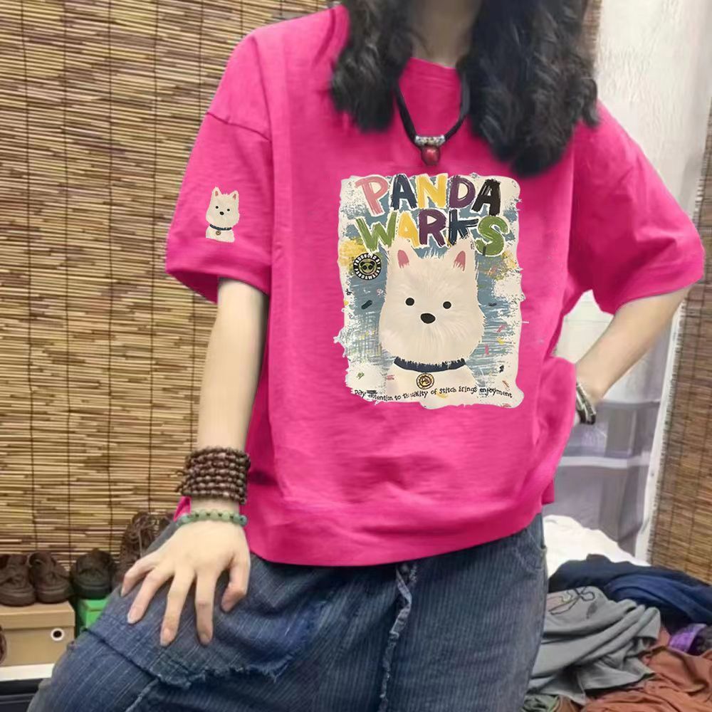 印花特大碼遮肉新款寬鬆顯瘦短袖t恤