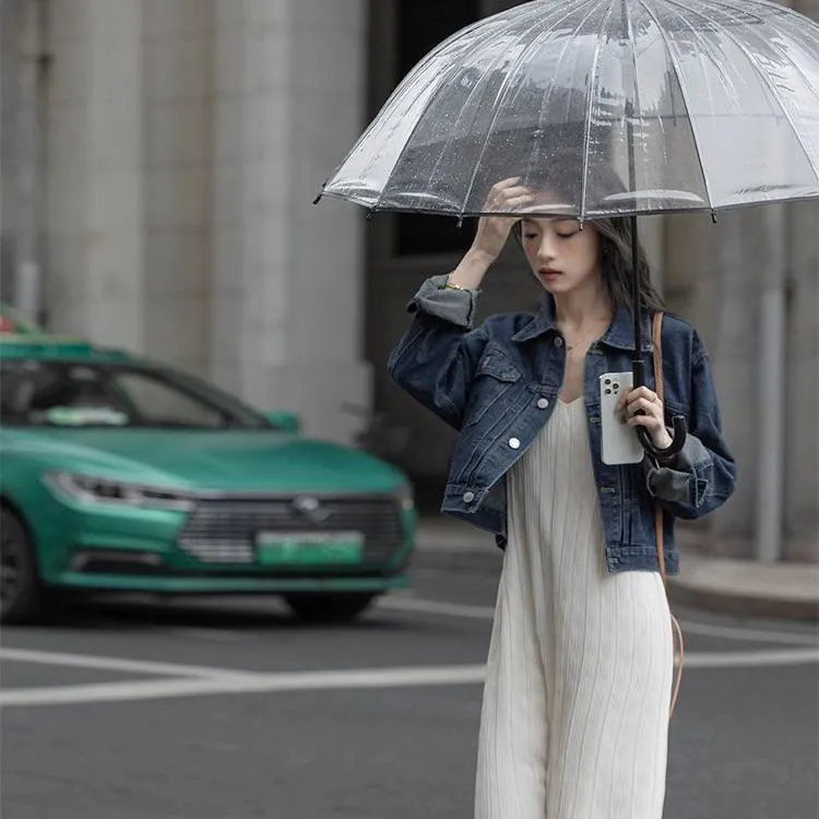 港風休閒韓版寬鬆丹寧藍短版牛仔外套