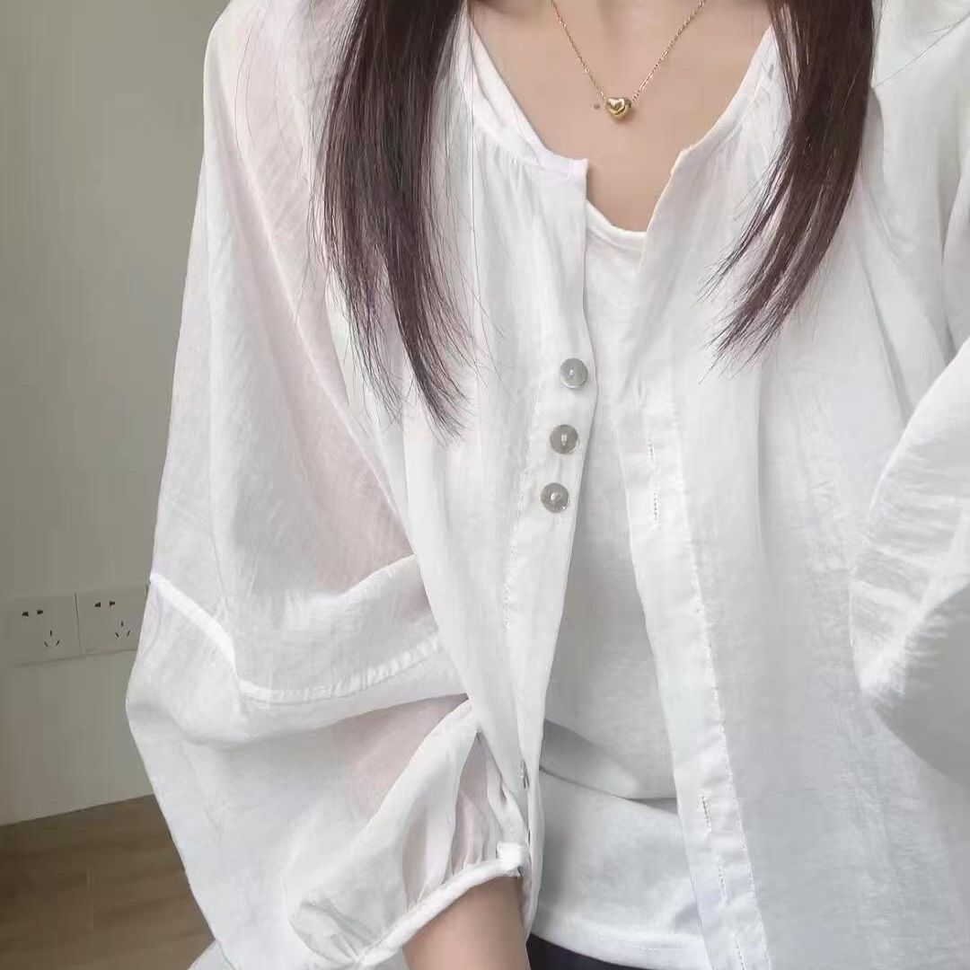 輕薄涼感透氣清新寬鬆休閒防曬空調房開衫-HaloBless