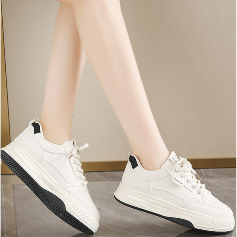 透氣百搭韓版厚底運動休閒板鞋小白鞋-HaloBless