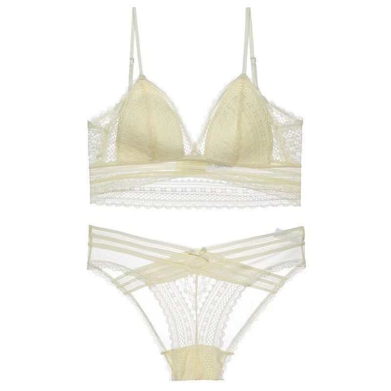 【單件/套裝】蕾絲聚攏無鋼圈內衣+內褲套裝-HaloBless