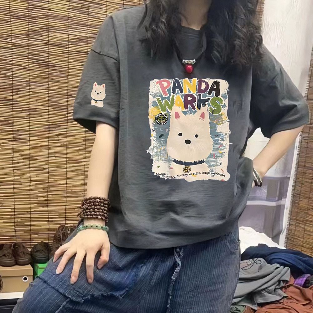 印花特大碼遮肉新款寬鬆顯瘦短袖t恤