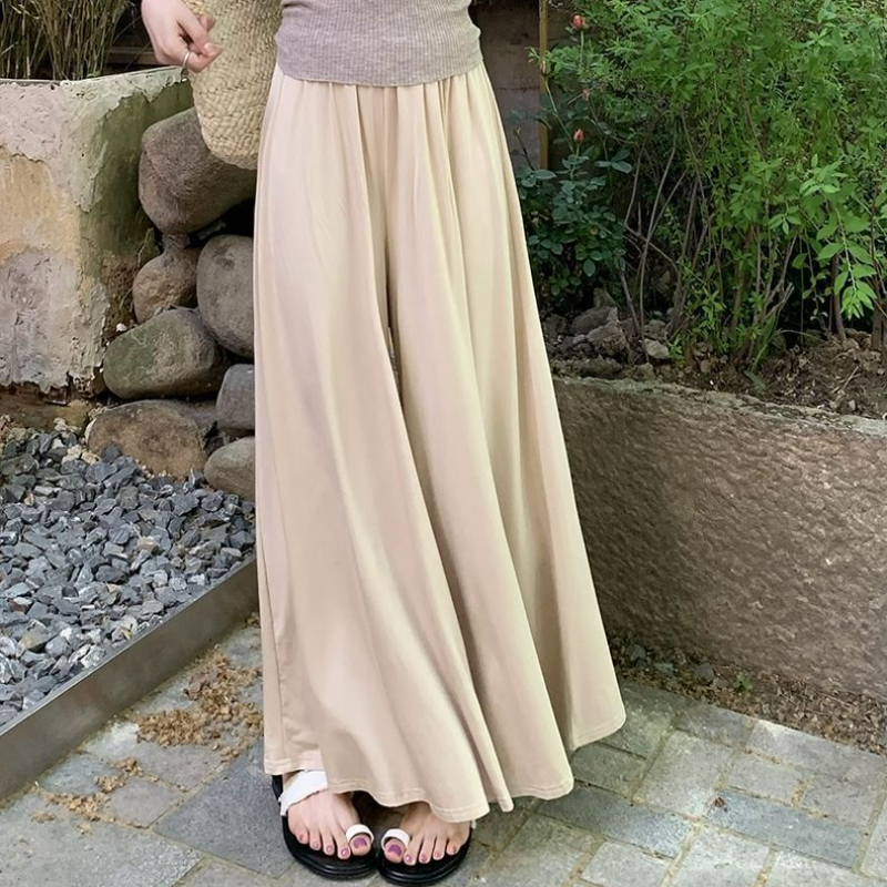 托腹冰絲莫代爾外穿薄款寬鬆加長裙褲-HaloBless