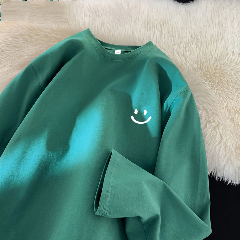 純棉男女同款百搭寬鬆原宿風ins長袖t恤-HaloBless