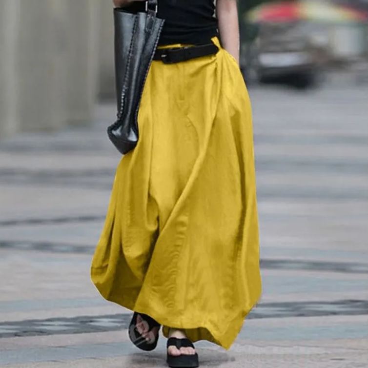 高腰顯瘦大擺A字長款半身裙-HaloBless