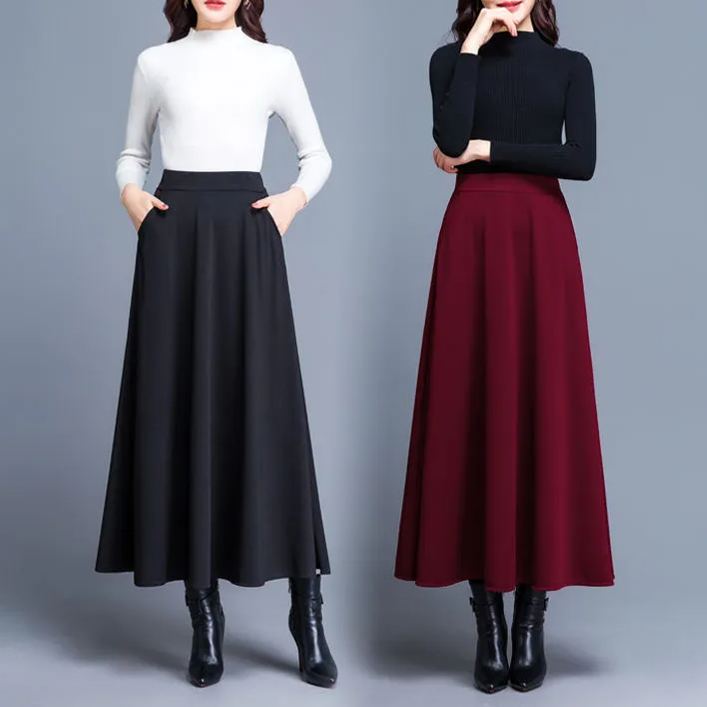 大擺裙A字裙高腰四季跳舞半身裙-HaloBless