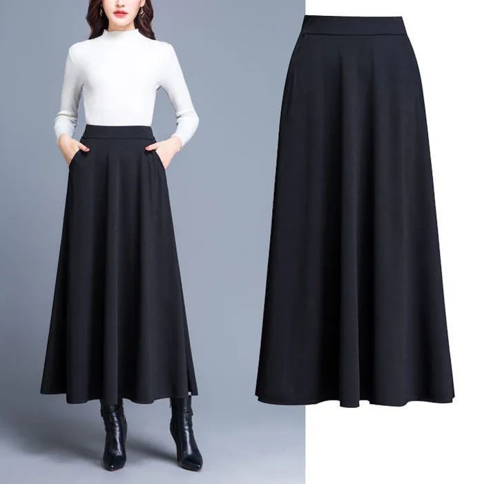 大擺裙A字裙高腰四季跳舞半身裙-HaloBless