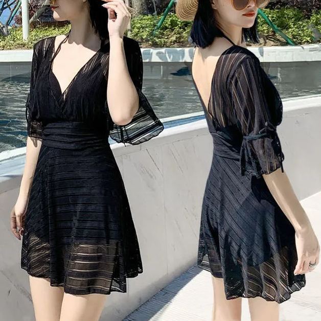 韓版設計感小眾清新遮肚顯瘦聚攏連體式泳衣