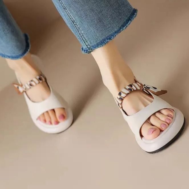 法式仙女涼拖鞋外穿沙灘厚底踩屎感平底羅馬涼鞋