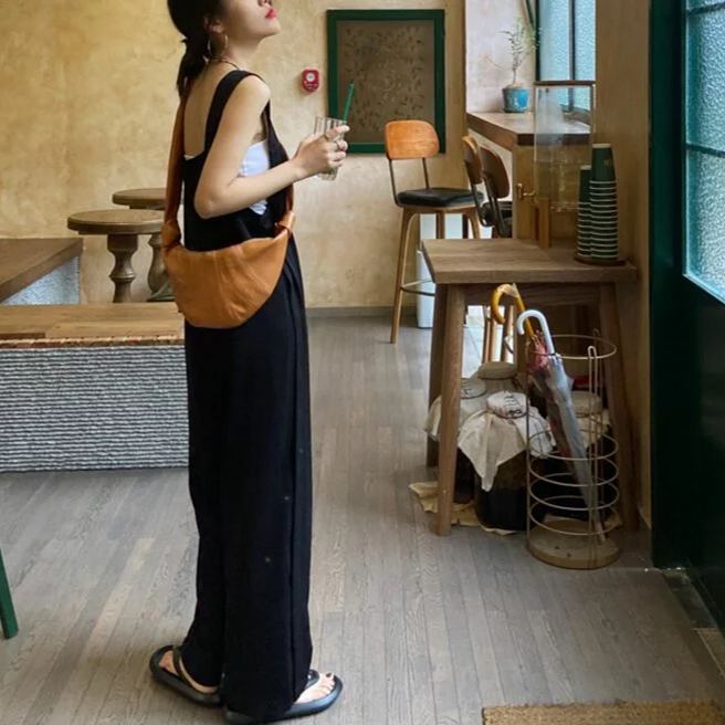 【單品/套裝】氣質減齡背心方領背帶連身褲兩件套裝-HaloBless