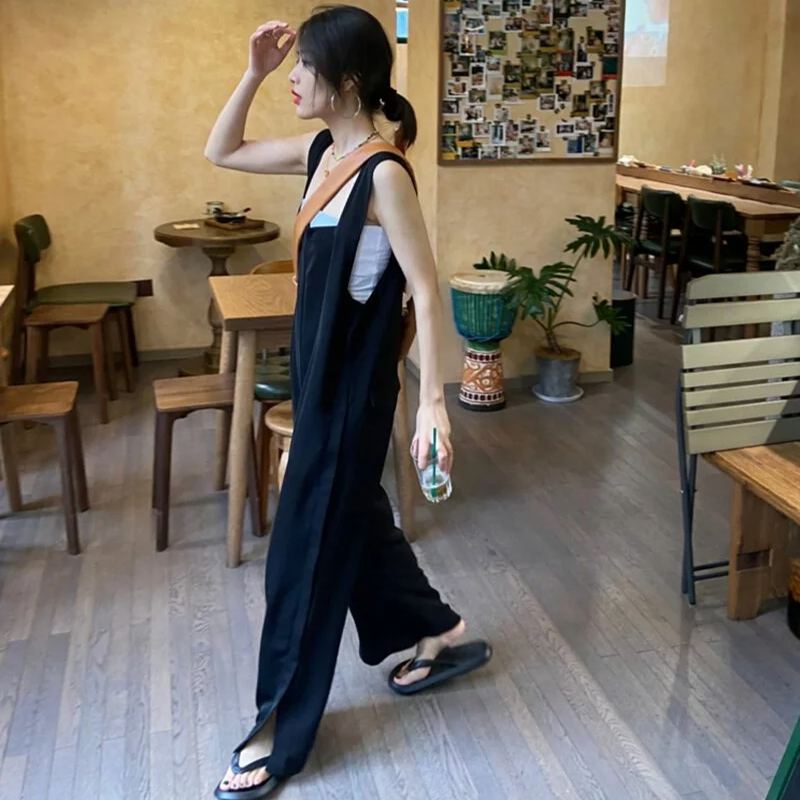 【單品/套裝】氣質減齡背心方領背帶連身褲兩件套裝-HaloBless